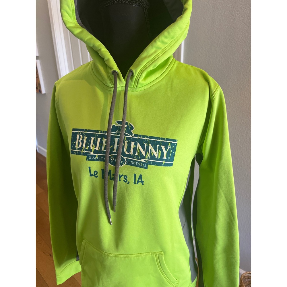 Blue Bunny Ice Cream Hoodie Womens M Lime Green Excellent Colorblock Sport-Tek